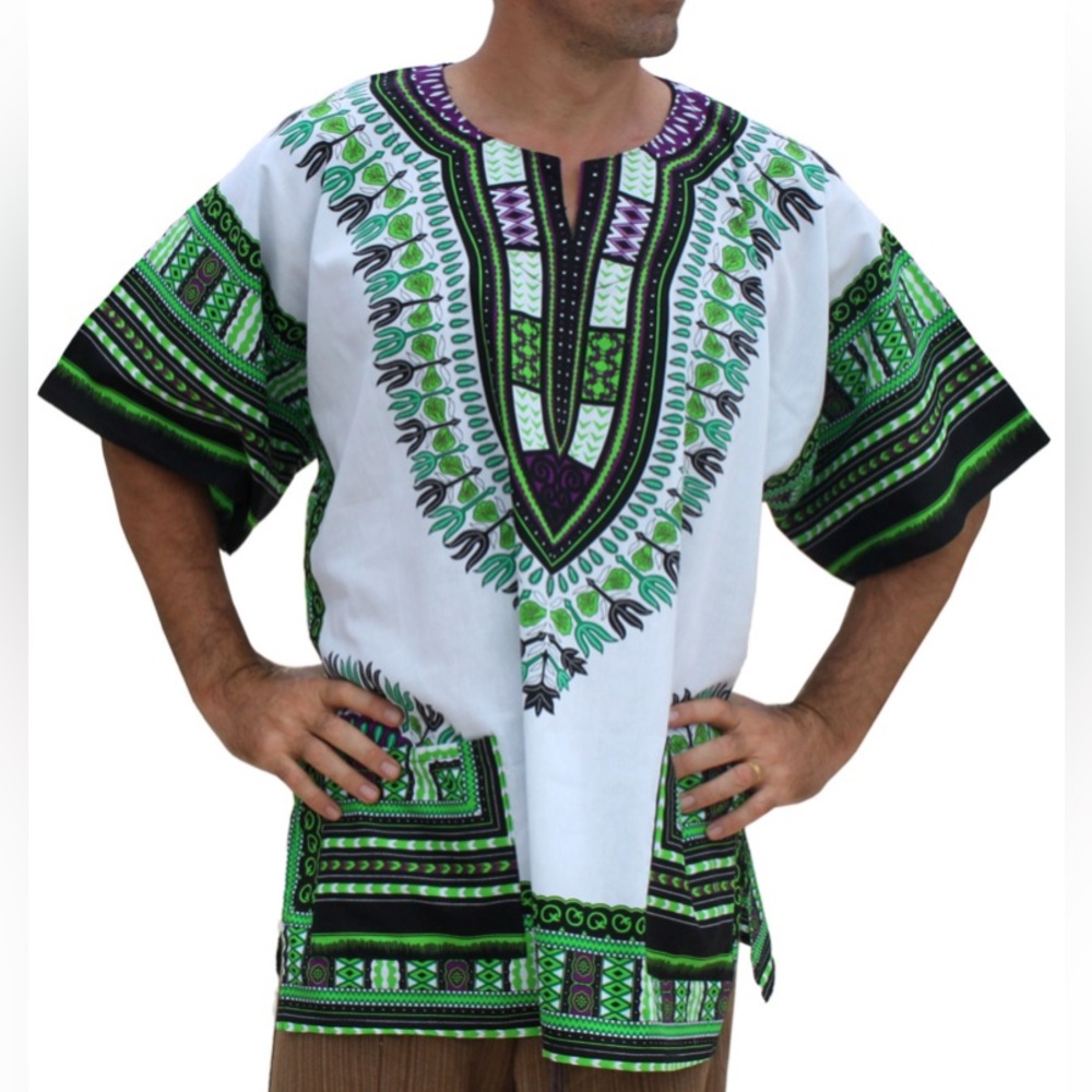NWOT RaanPahMuang Bright Super Big Cut African White Dashiki Cotton |Size XXL